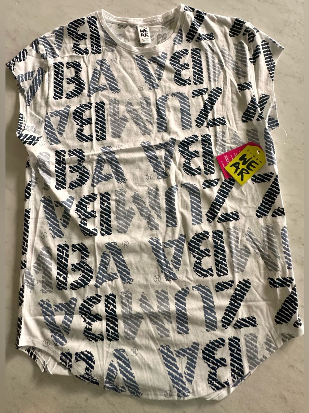 NWT Zumba Wear Mr Right Blue Jean Round Hem Tee Men's    Size M